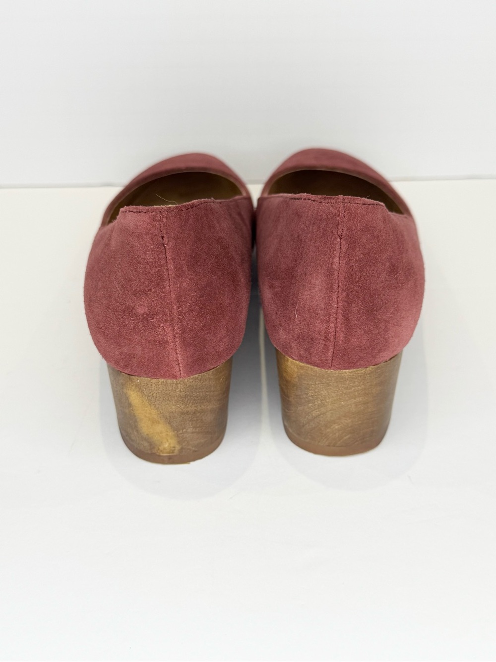 Madewell Ella Pumps Wood Heel Women's Size 6 Round Toe Suede Burgundy - Picture 4 of 8